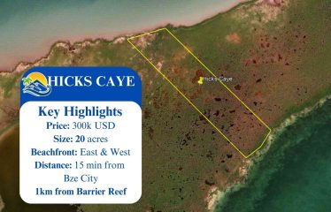 Hicks Caye’s Prime 20 Acre East to West Beachfront  Property – Belize real-estate photo